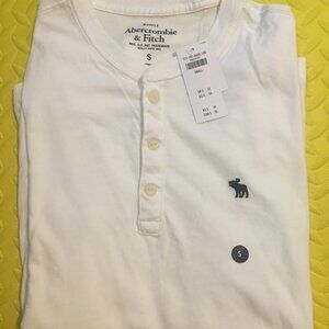 NWT Abercrombie & Fitch Men's White Small Big Icon Tee Henley T-Shirt XS S M L